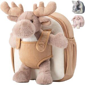 Toddler Plush Backpack with Take-Along Toy for Kids Age 2-4, Reindeer stuffed
